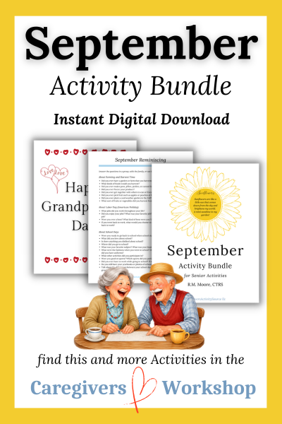 September Activity pages for seniors